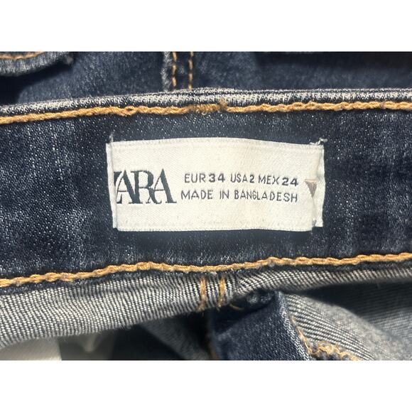 Zara Women's Blue High Waisted Medium Wash Stretch Skinny Denim Jeans Size 2 - Picture 4 of 5